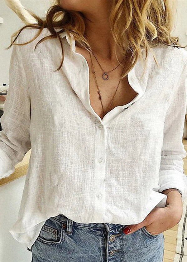 Camisa Feminina de Linho Manga Longa