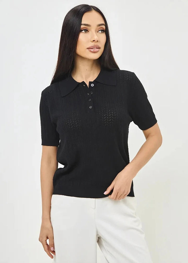 Blusa Feminina Gola Polo Meia Manga