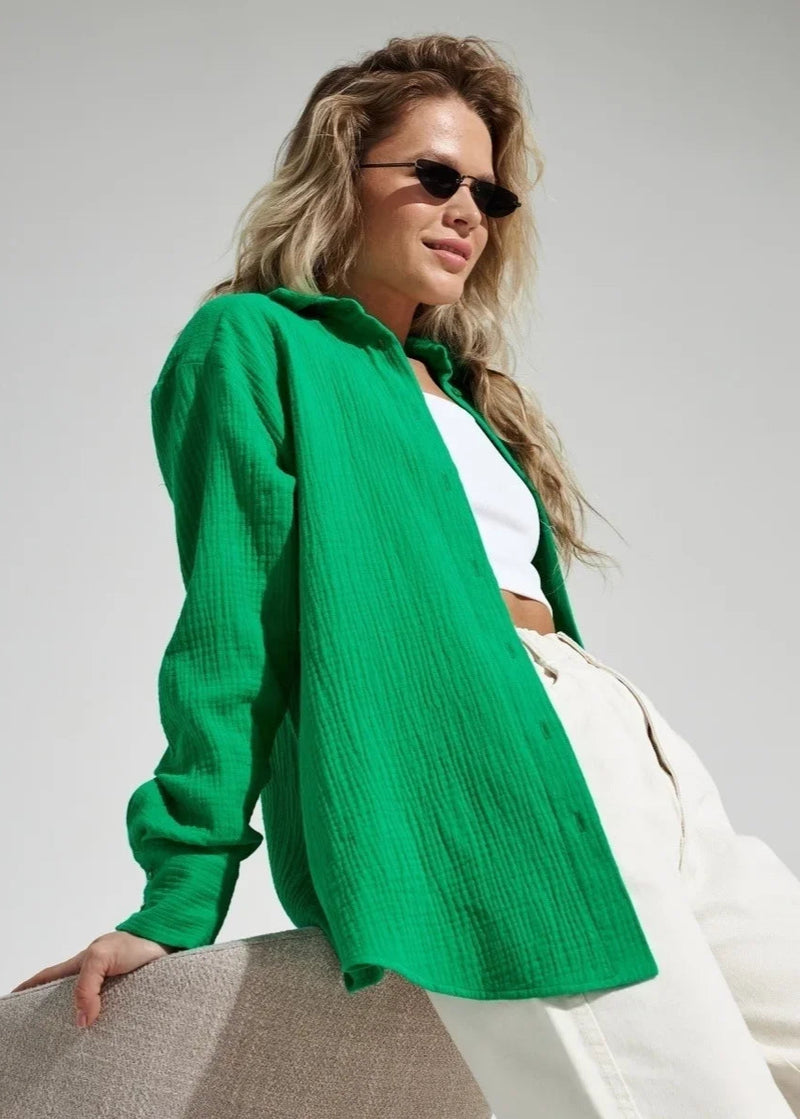 Camisa Feminina de Algodão Texturizada