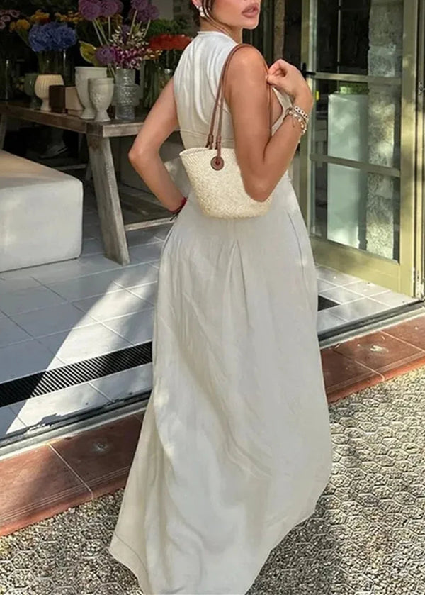 Vestido Feminino Longo Elegante Sem Manga