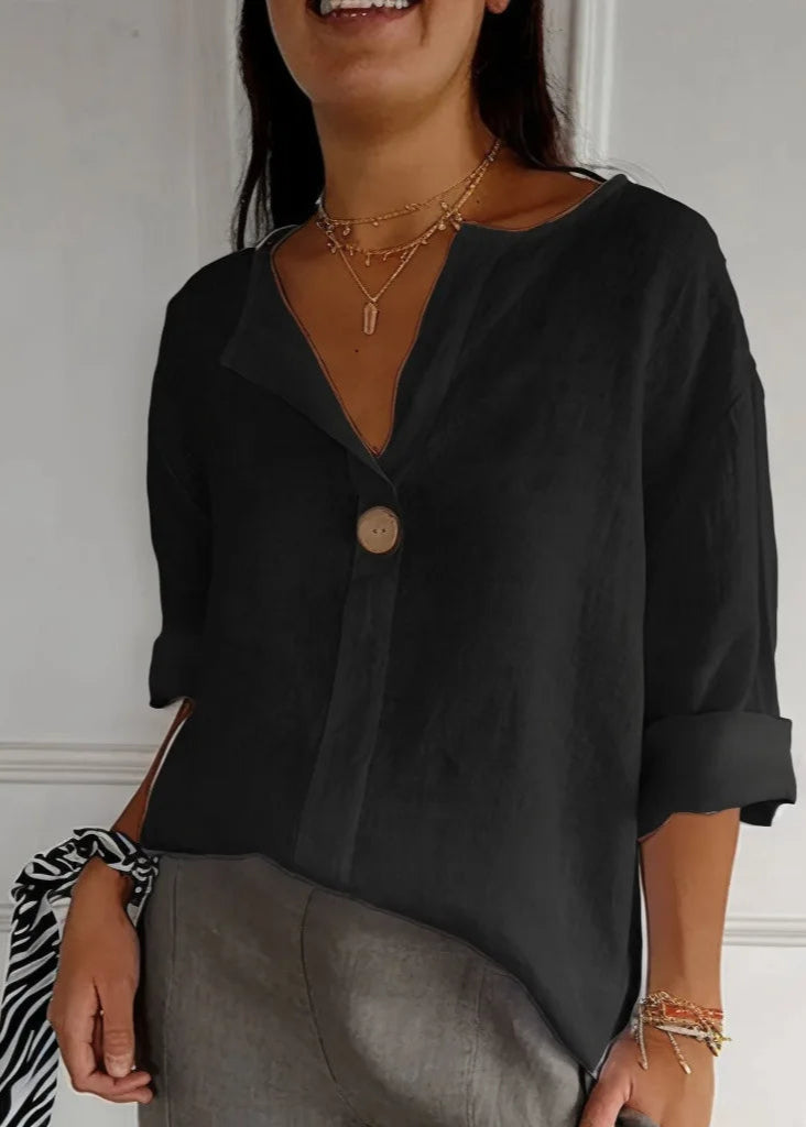 Blusa Feminina de Linho Decote em V