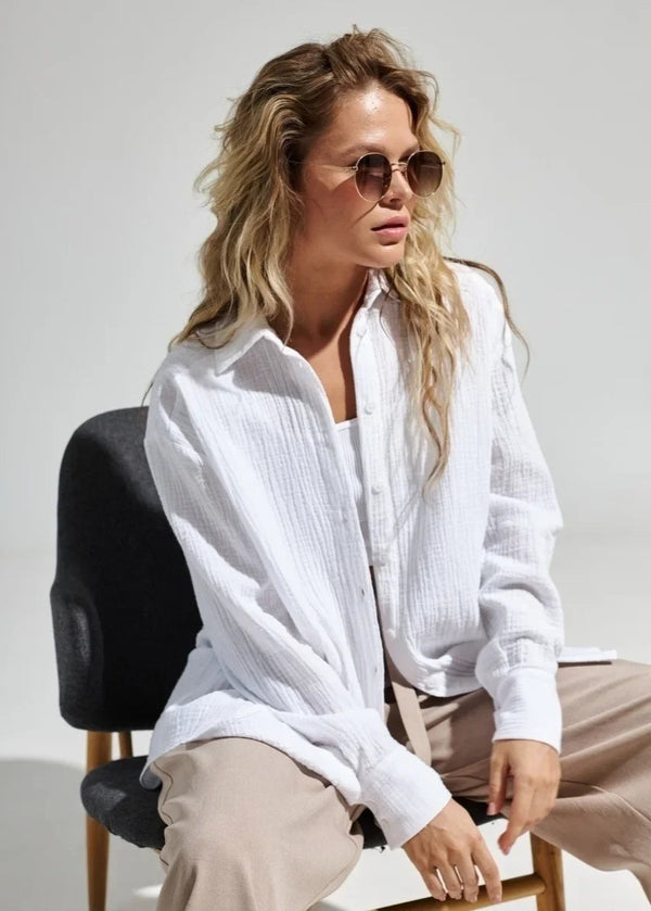 Camisa Feminina de Algodão Texturizada