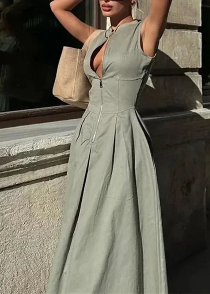Vestido Feminino Longo Elegante Sem Manga