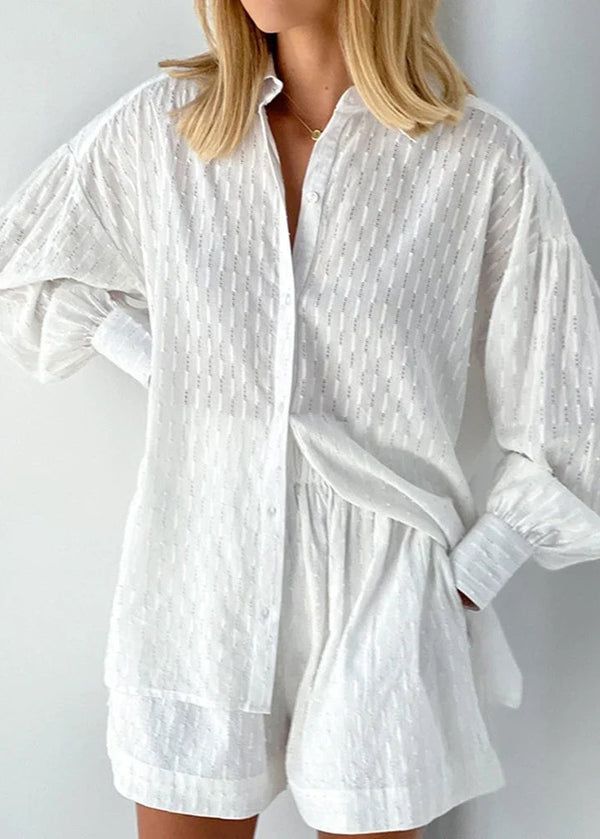 Conjunto Feminino de Linho Camisa e Short