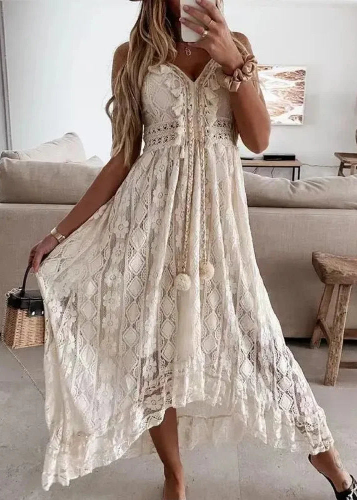 Vestido Feminino Longo de Renda sem Manga