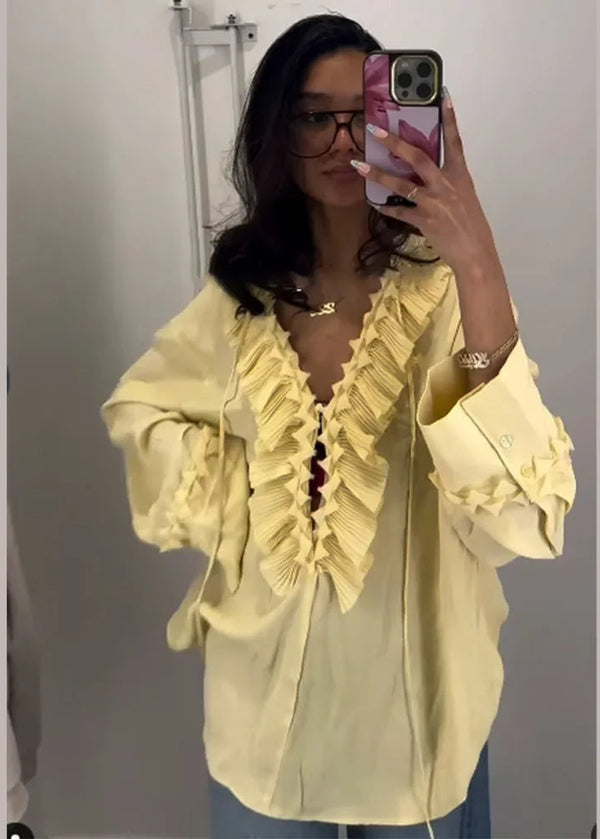 Blusa Feminina Boho em Chiffon com Babado