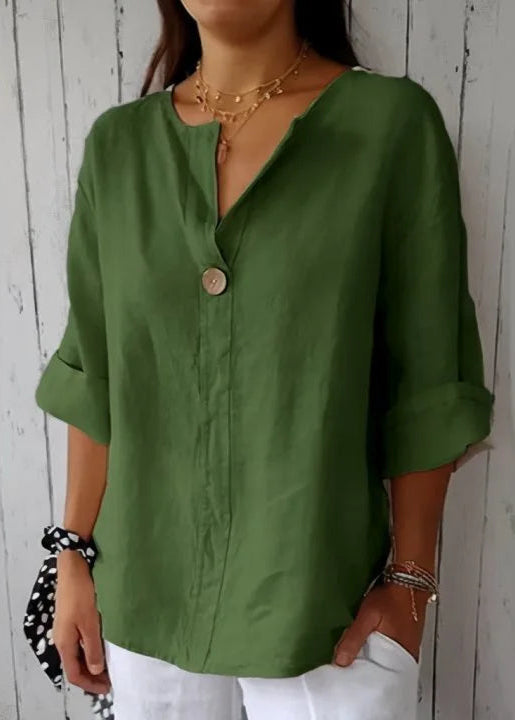 Blusa Feminina de Linho Decote em V