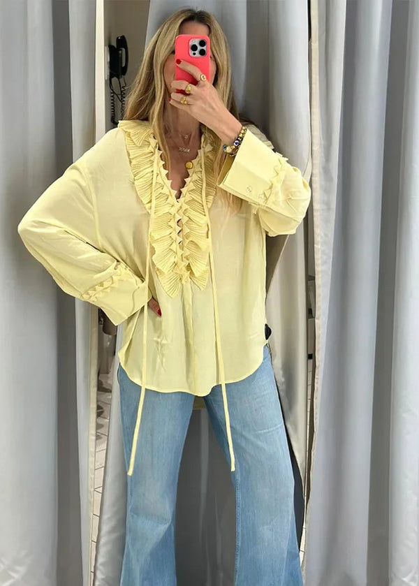 Blusa Feminina Boho em Chiffon com Babado