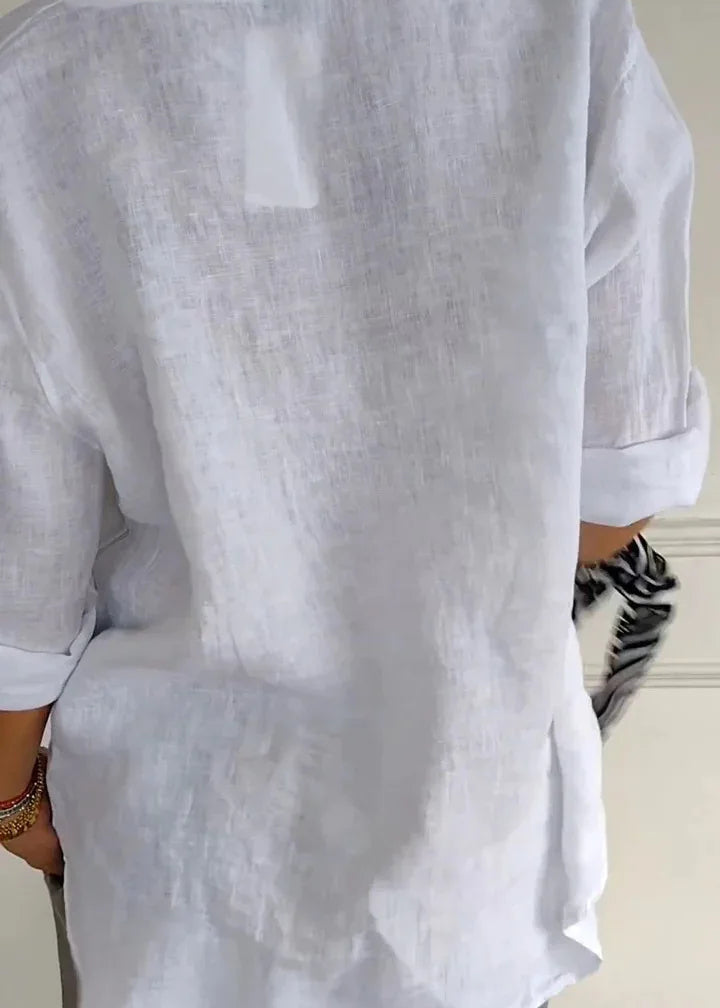 Blusa Feminina de Linho Decote em V