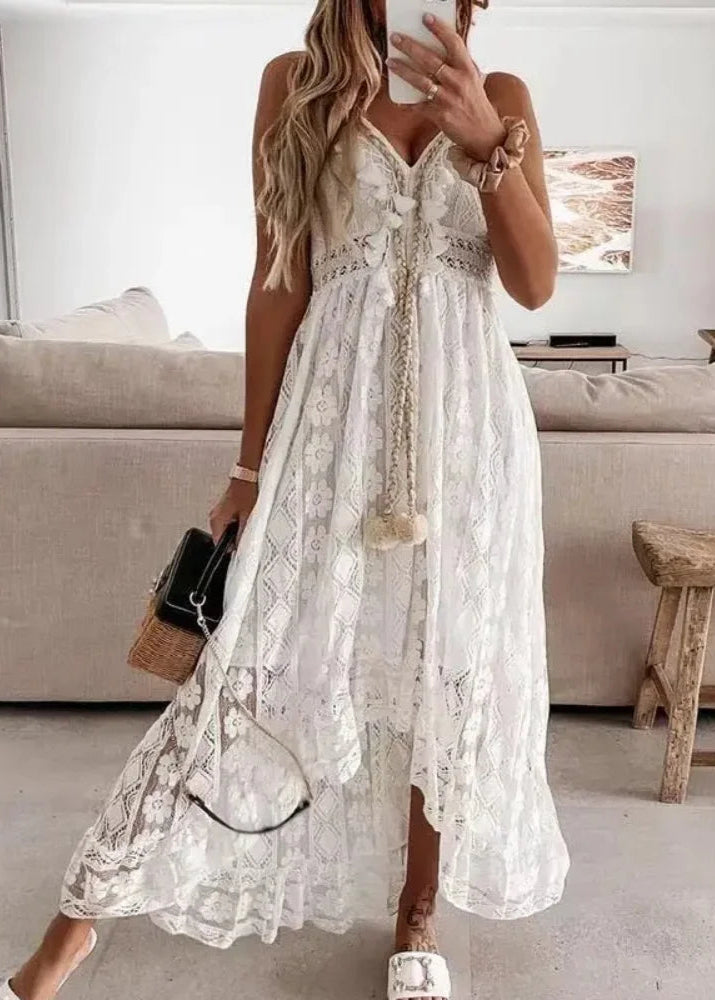 Vestido Feminino Longo de Renda sem Manga