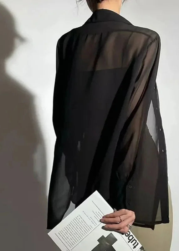 Camisa Feminina Transparente Manga Longa