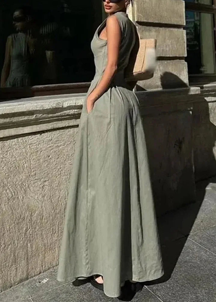 Vestido Feminino Longo Elegante Sem Manga