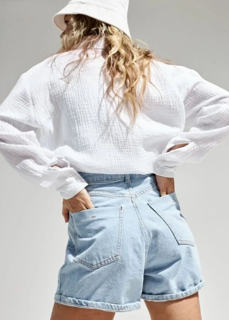 Camisa Feminina de Algodão Texturizada