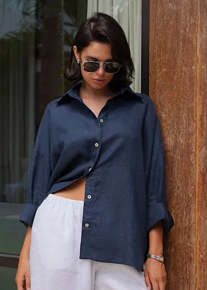 Camisa Feminina Manga Longa de Algodão