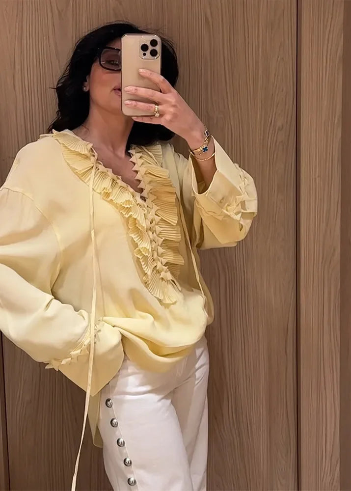Blusa Feminina Boho em Chiffon com Babado