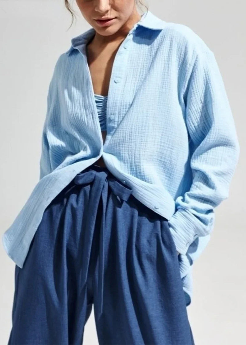 Camisa Feminina de Algodão Texturizada