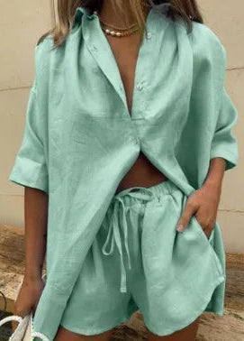 Conjunto Feminino Camisa e Short Casual