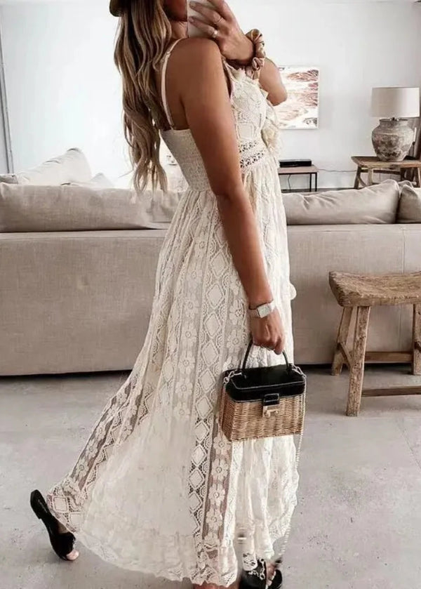 Vestido Feminino Longo de Renda sem Manga