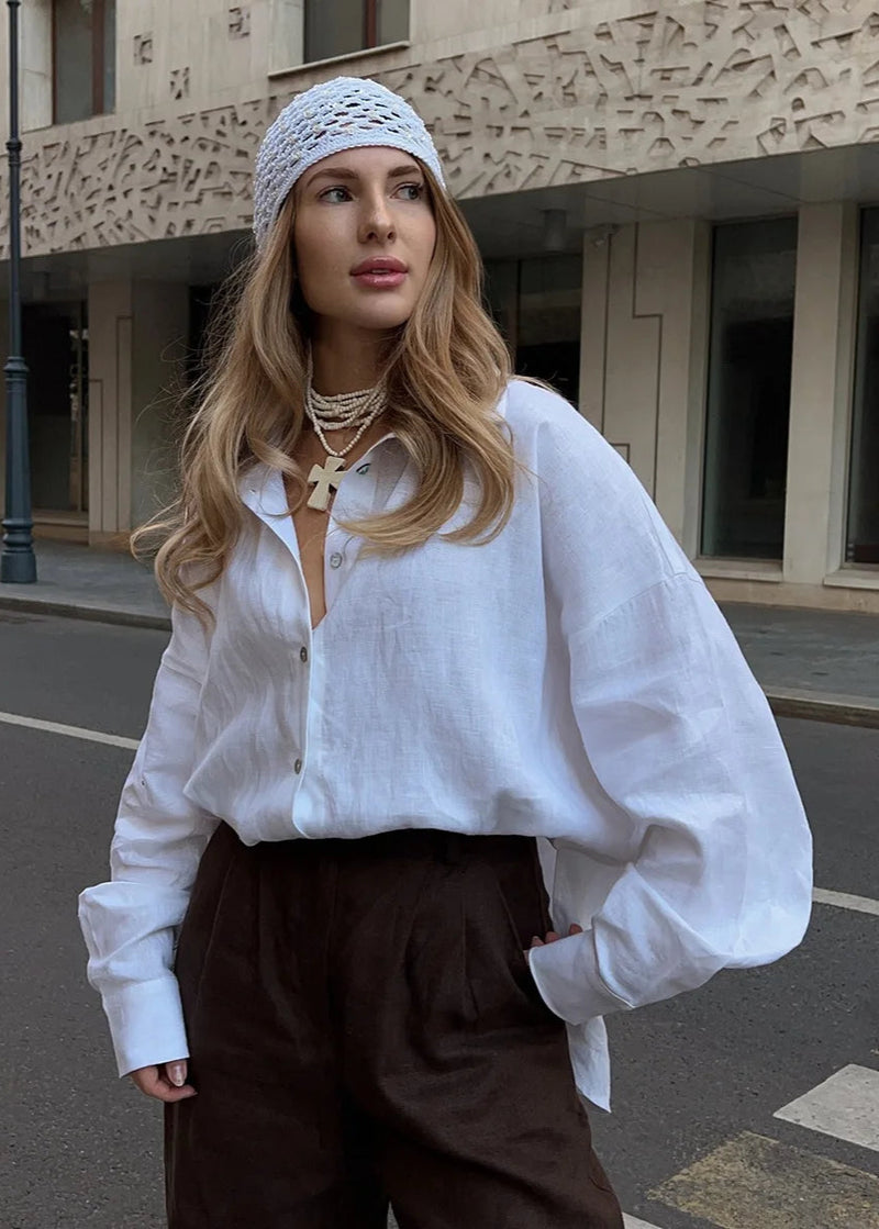 Camisa Feminina Manga Longa de Algodão
