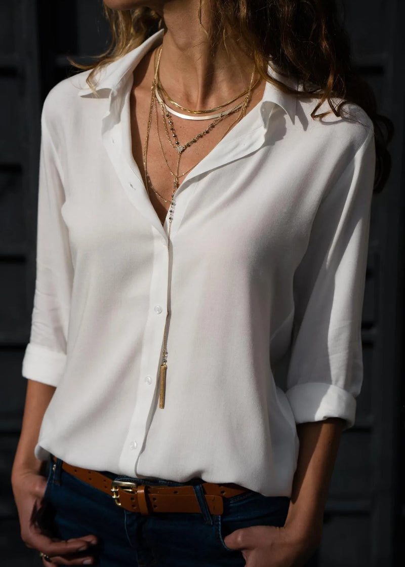 Camisa Feminina Manga Longa Casual