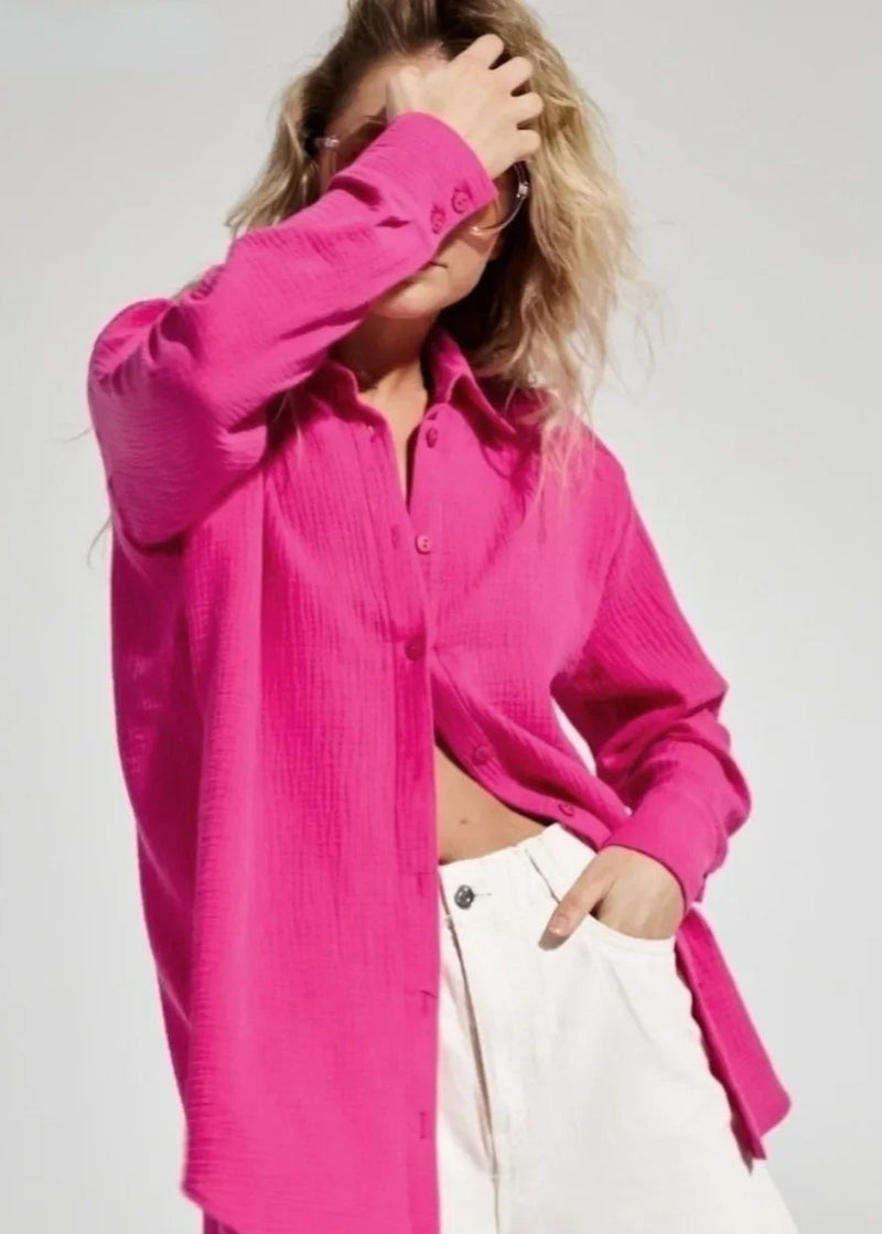 Camisa Feminina de Algodão Texturizada