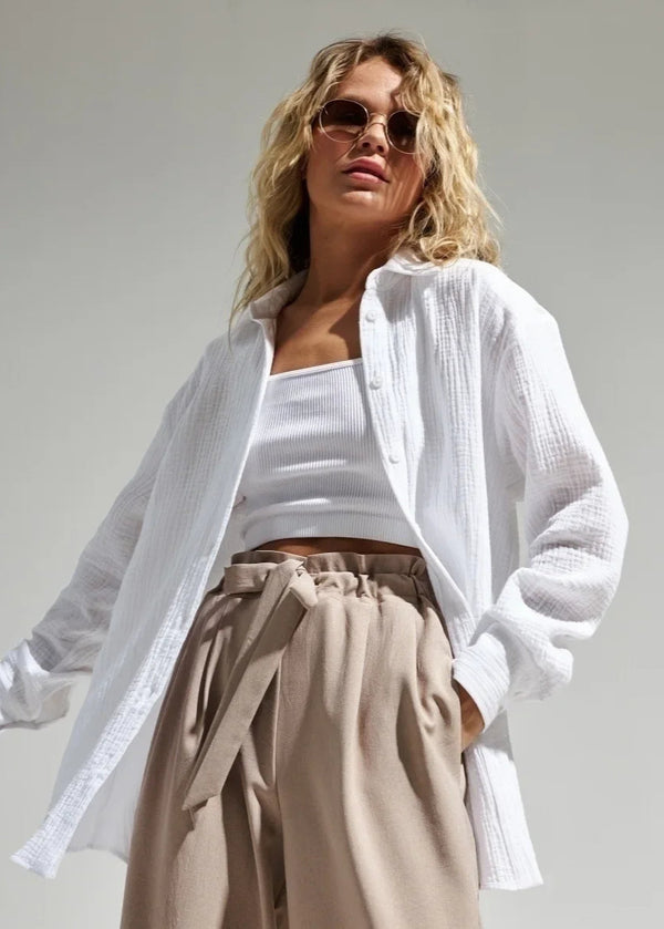 Camisa Feminina de Algodão Texturizada