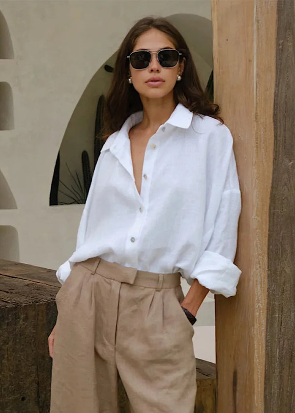 Camisa Feminina Manga Longa de Algodão